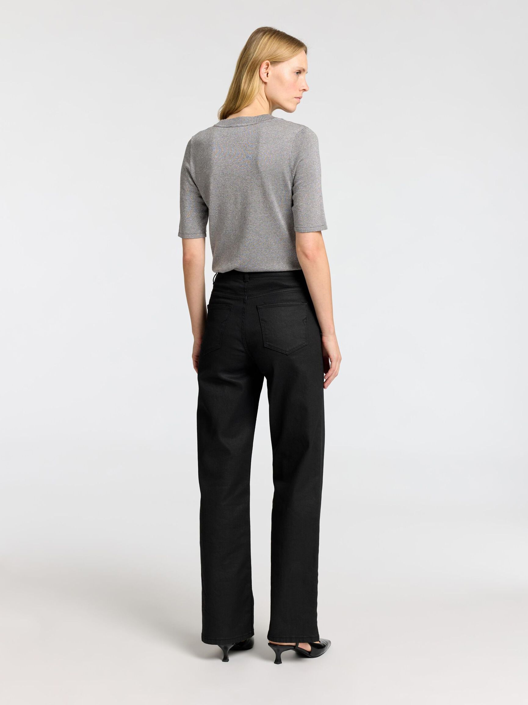 GLITTER KNITTED TOP, Medium Grey Melange, highres