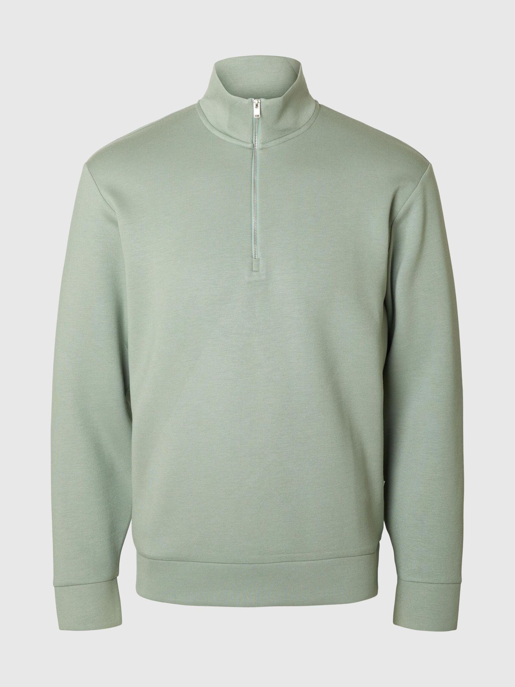 VISCOSE BLEND HALF ZIP SWEATSHIRT, Iceberg Green, highres