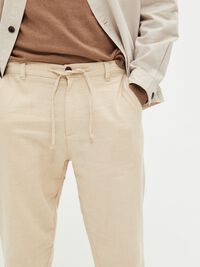 SLIM TAPERED LINEN BLEND TROUSERS, Incense, highres
