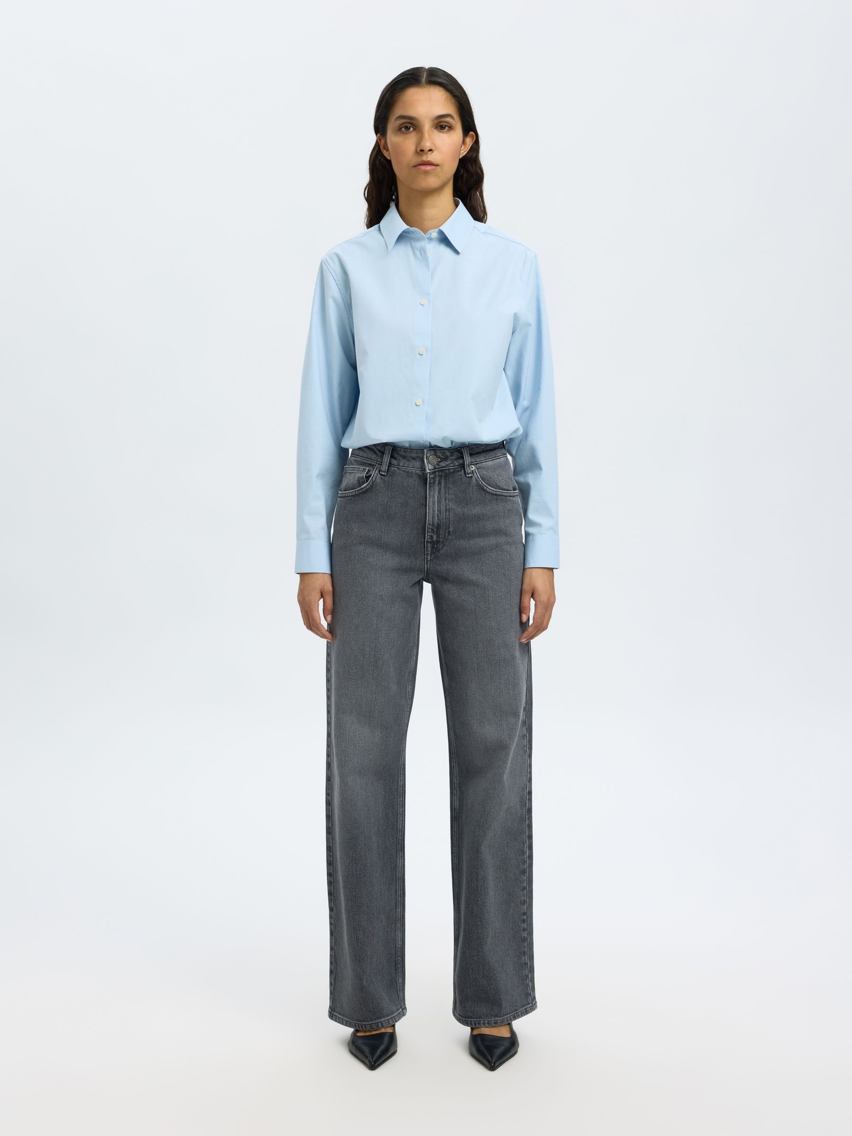 JEANS A GAMBA AMPIA, Medium Grey Denim, highres