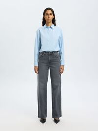 HIGH WAIST WIDE LEG JEANS, Medium Grey Denim, highres