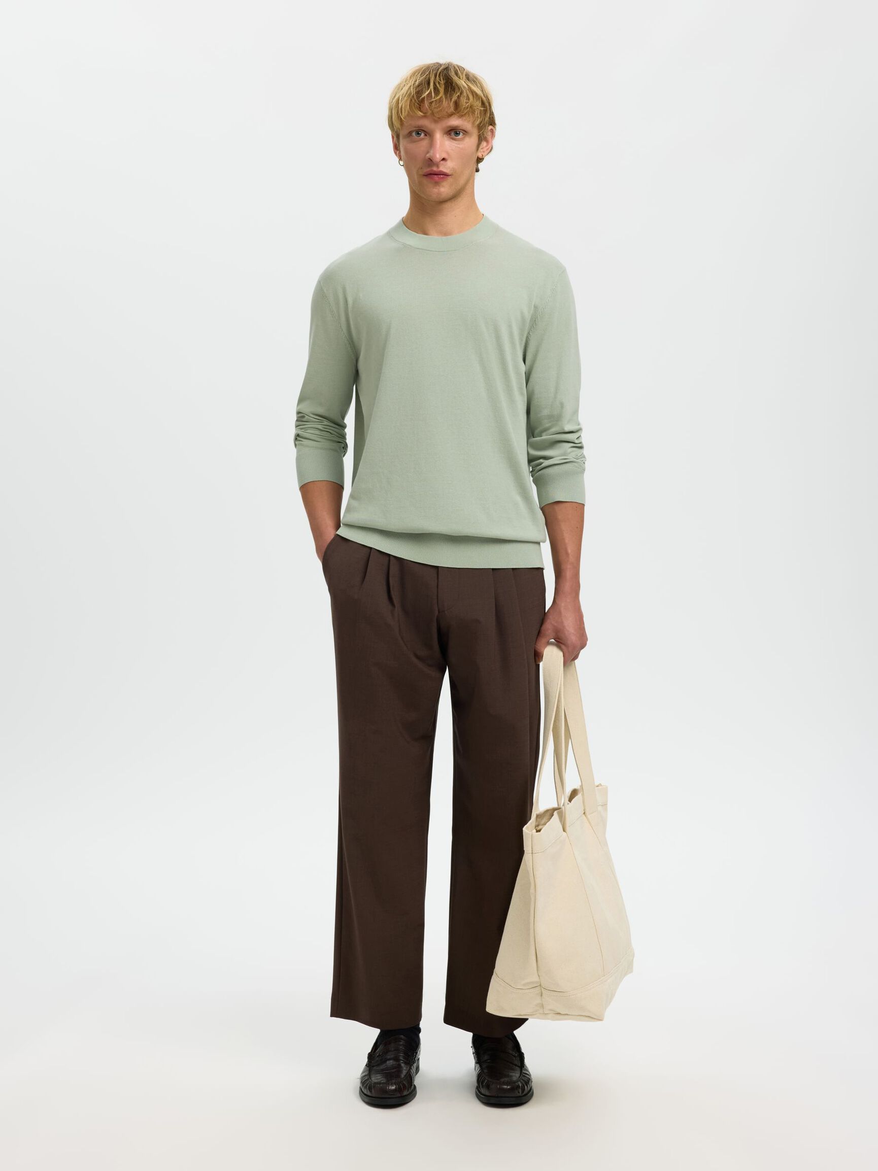 BAUMWOLL PULLOVER, Aqua Gray, highres