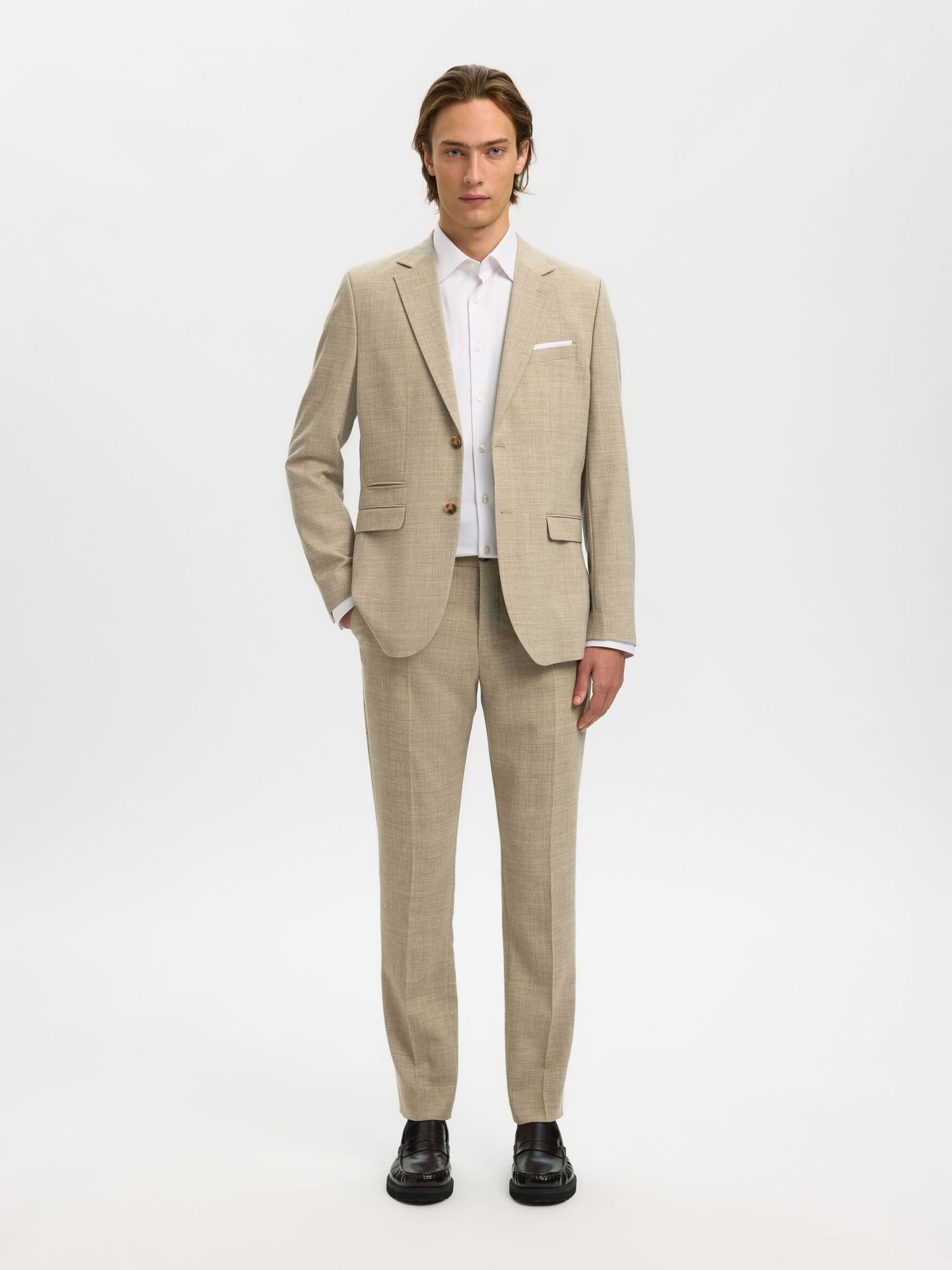 SLIM FIT SUIT TROUSERS, Sand, highres