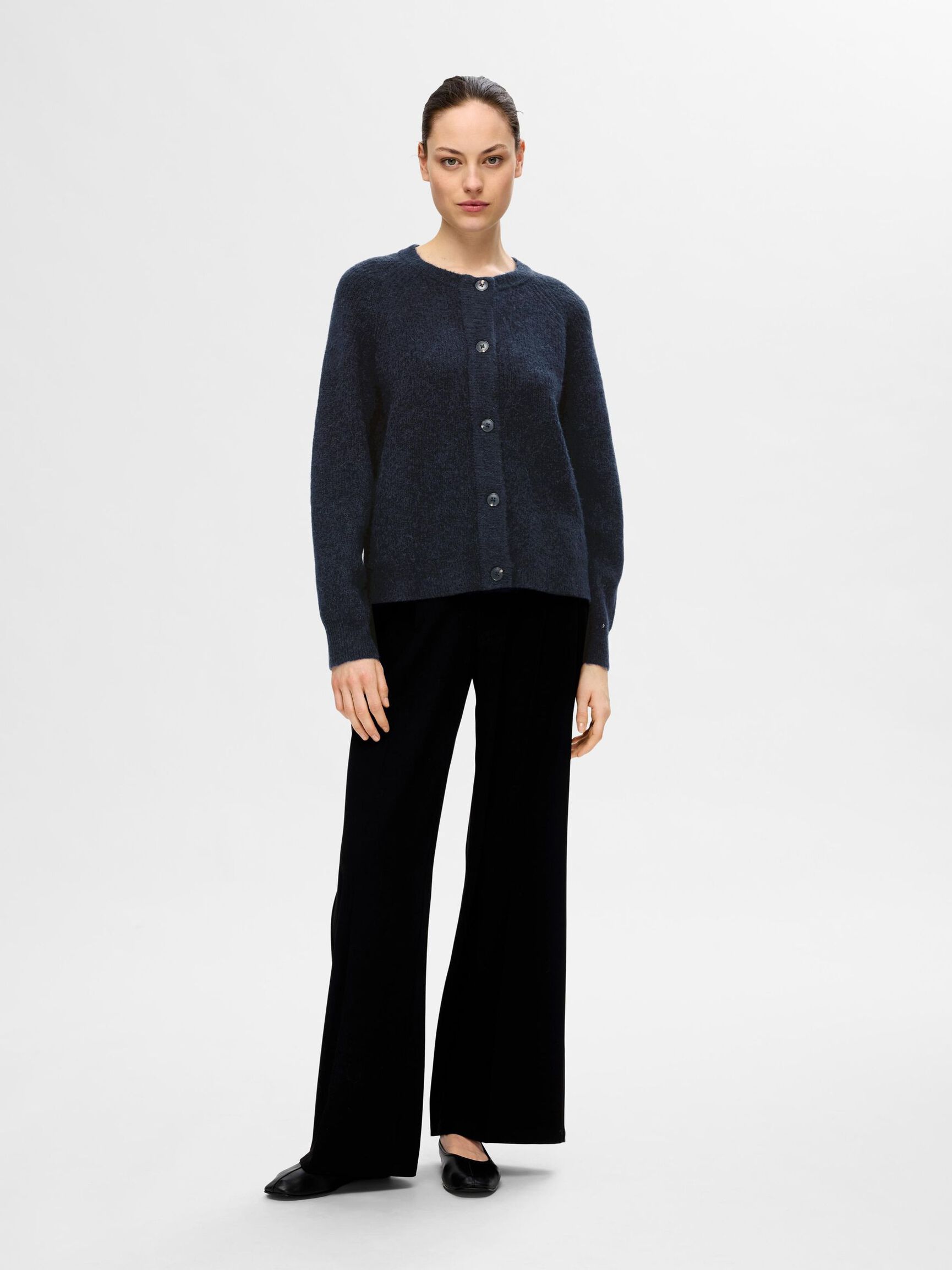 LANGÆRMET CARDIGAN, Dark Sapphire, highres