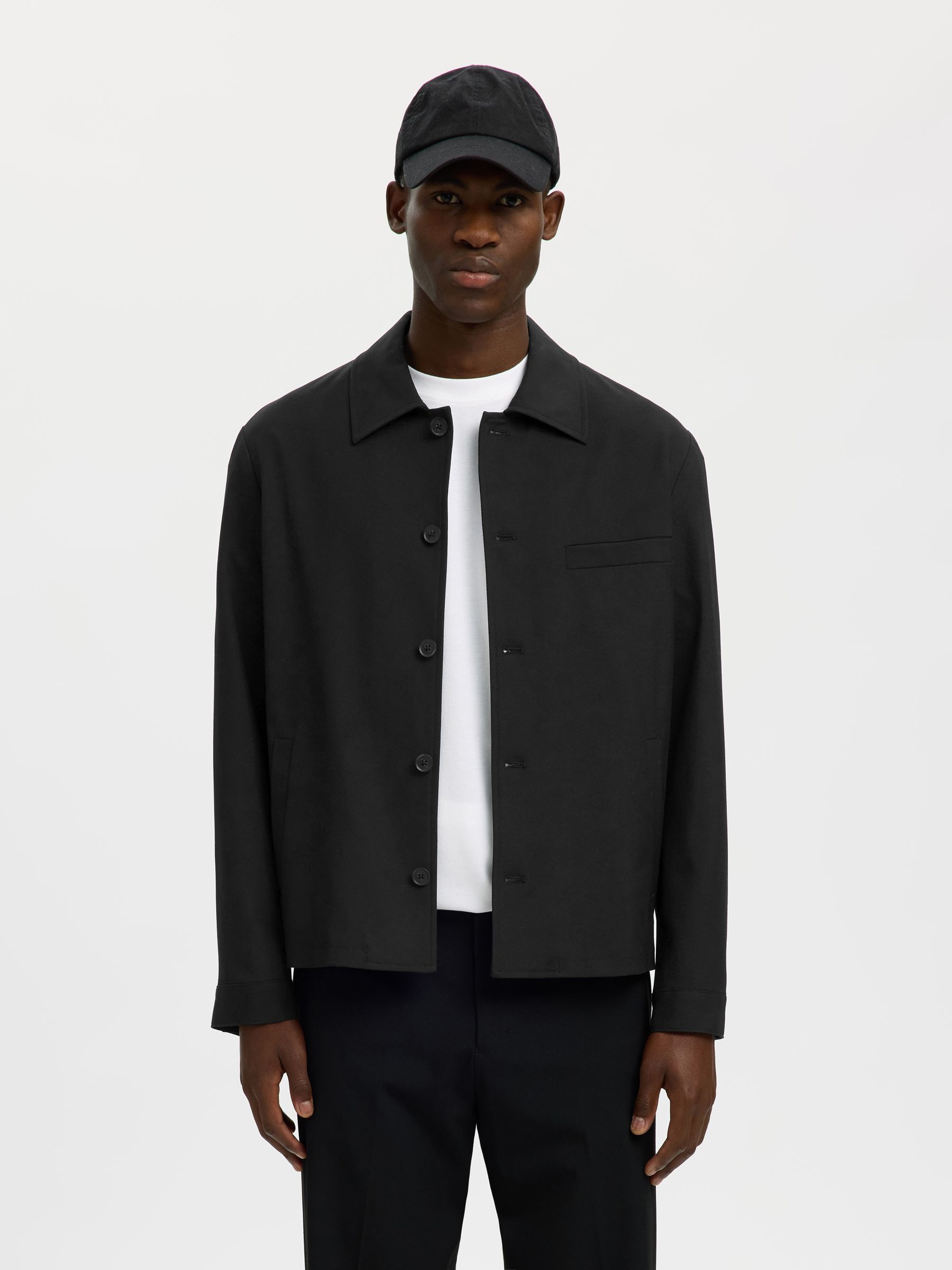 TAILORED OVERSHIRT, Black, highres