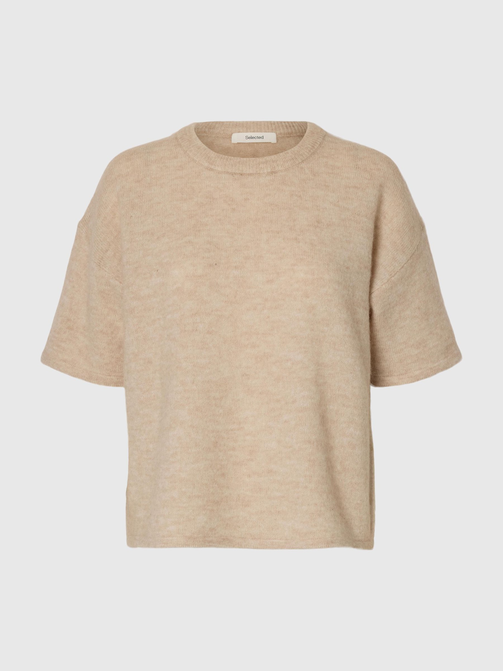 WOOL BLEND KNITTED PULLOVER, Birch, highres
