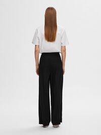 WOVEN WIDE-LEG TROUSERS, Black, highres