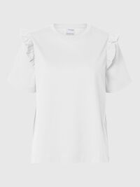 FRILLED SHORT-SLEEVED T-SHIRT, Bright White, highres