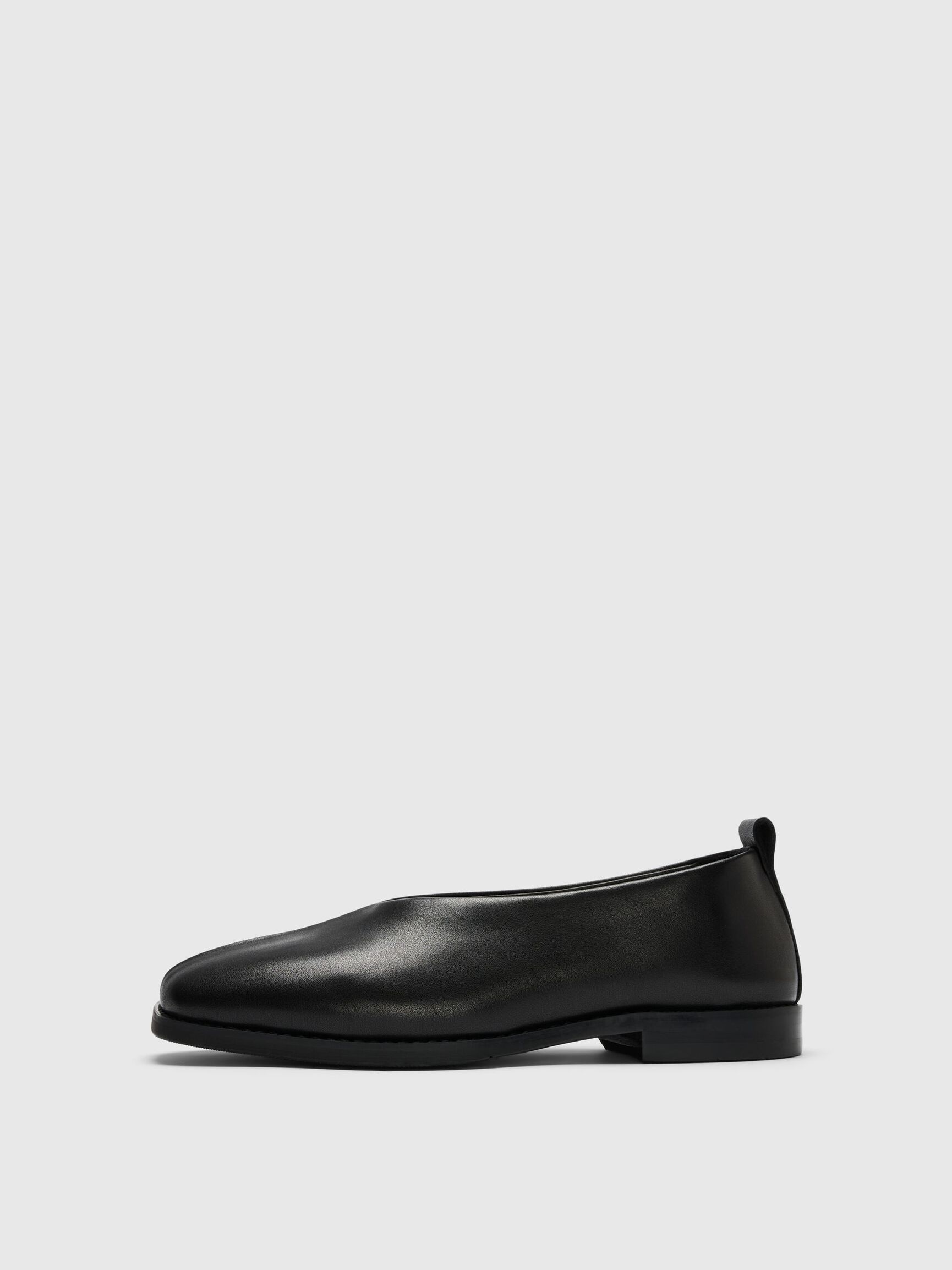 SQUARE TOE LEDERHALBSCHUHE, Black, highres
