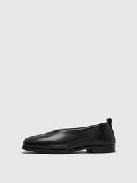 SQUARE TOE LEDERHALBSCHUHE, Black, highres