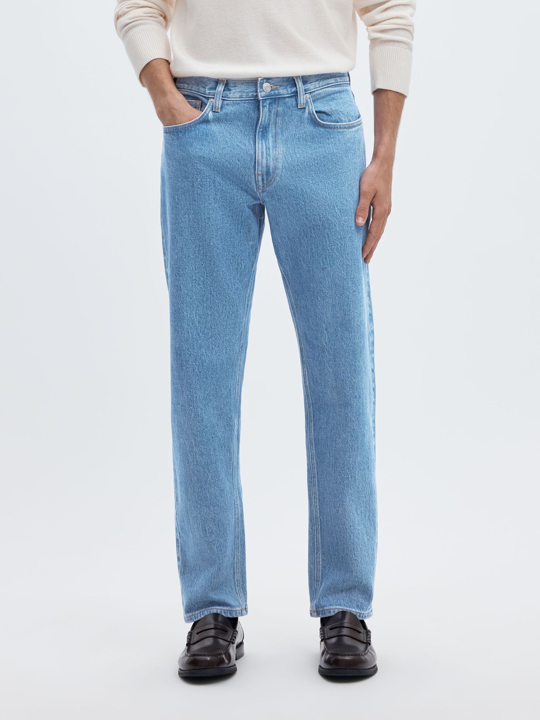 196 STRAIGHT FIT JEANS, Light Blue Denim, highres