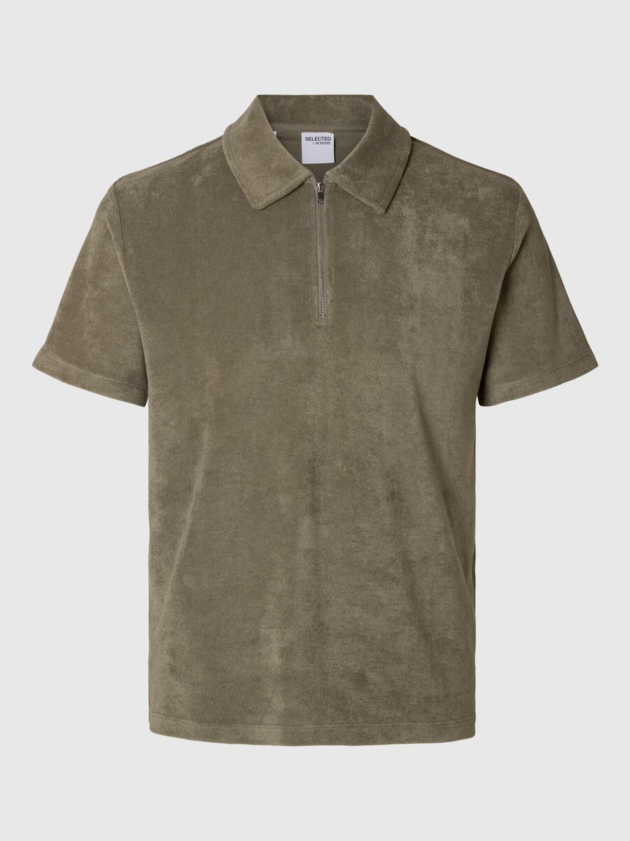 Selected FROTTEE POLO SHIRT, Vetiver, highres - 16090761_Vetiver_001.jpg