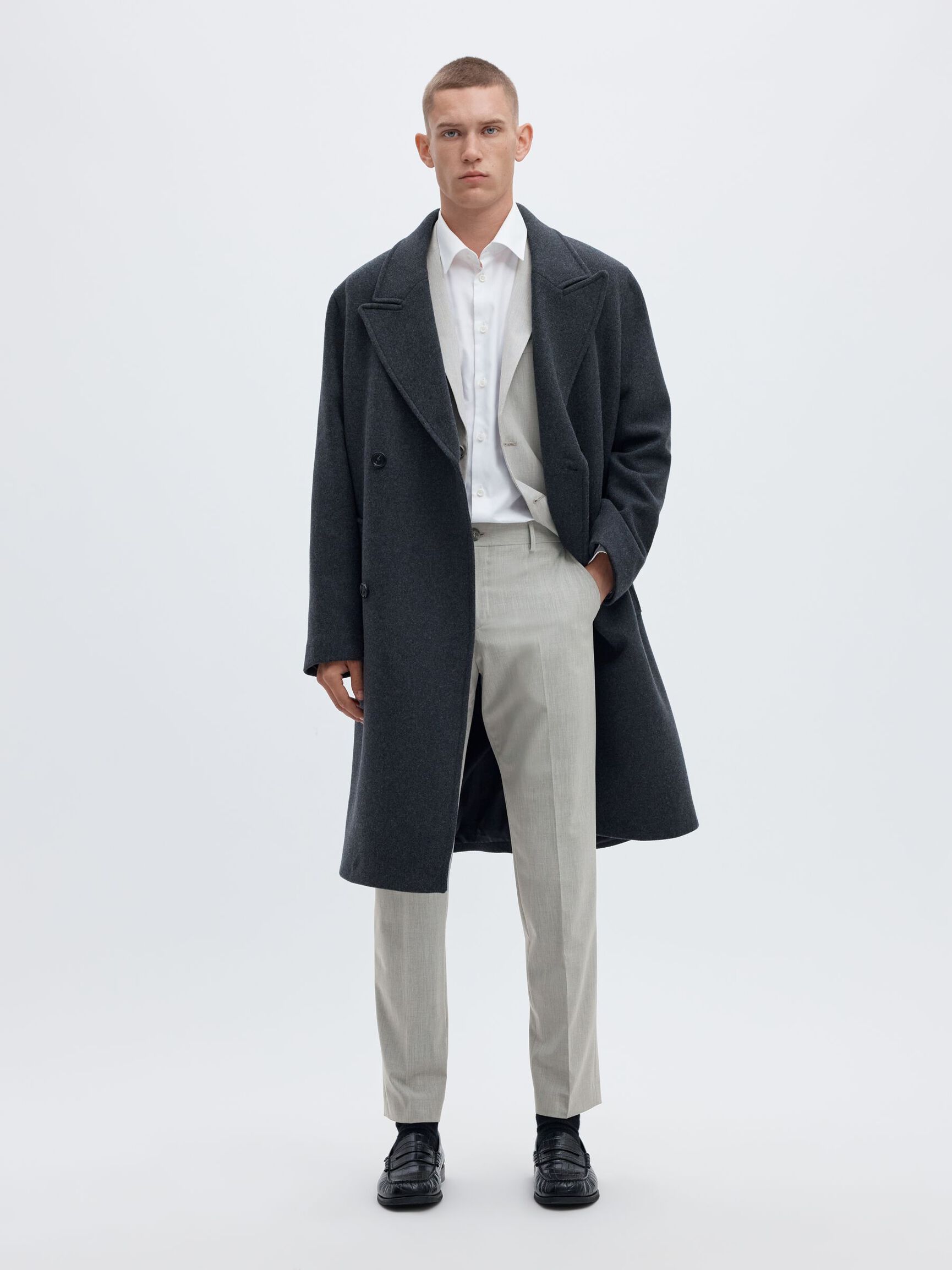 VISCOSE BLEND SLIM FIT BLAZER, Light Grey Melange, highres