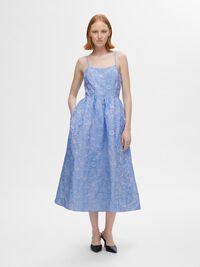 BLOMSTRET MIDIKJOLE, Cashmere Blue, highres