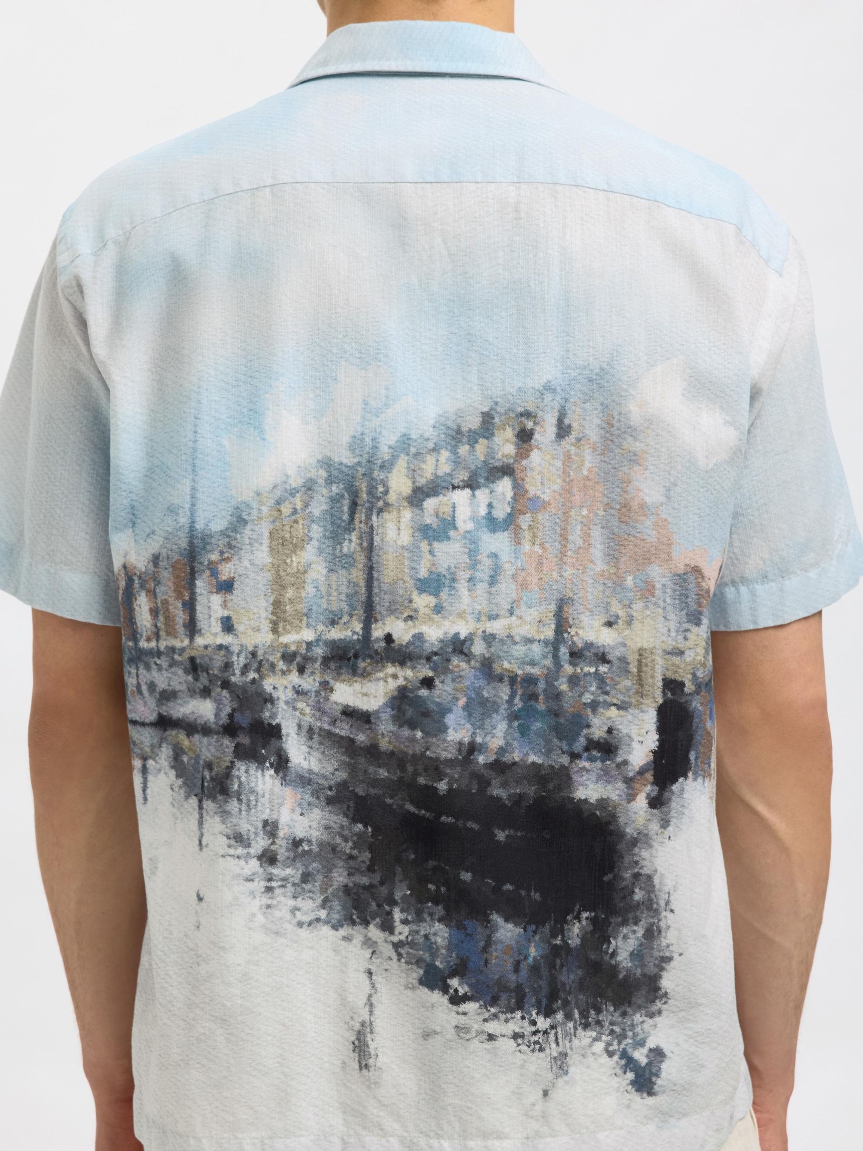 PRINTED SHORT SLEEVED SHIRT, Cashmere Blue, highres