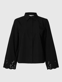 BORDADO INGLÉS CAMISA DE MANGA LARGA, Black, highres