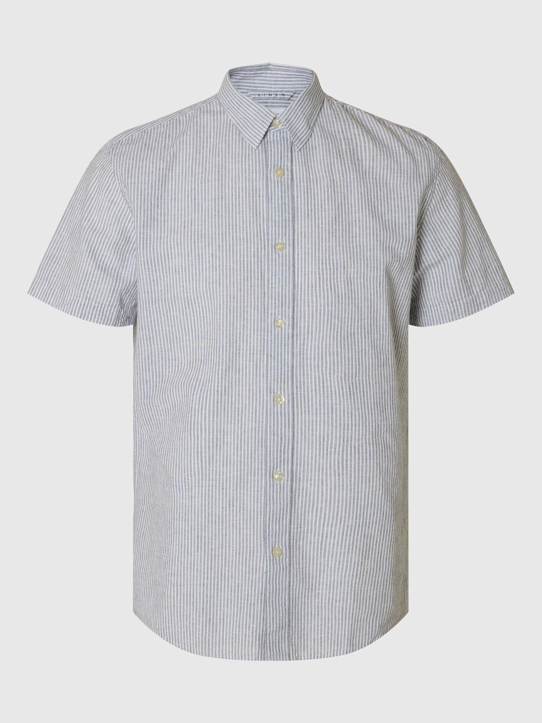 COTTON BLEND SHORT SLEEVED SHIRT, Bright White, highres