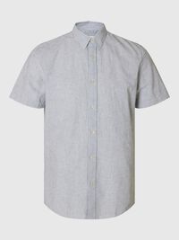 COTTON BLEND SHORT SLEEVED SHIRT, Bright White, highres