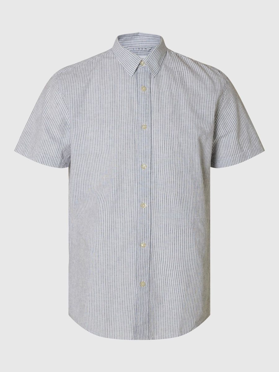Selected COTTON BLEND SHORT SLEEVED SHIRT, Bright White, highres - 16079053_BrightWhite_1175198_001.jpg