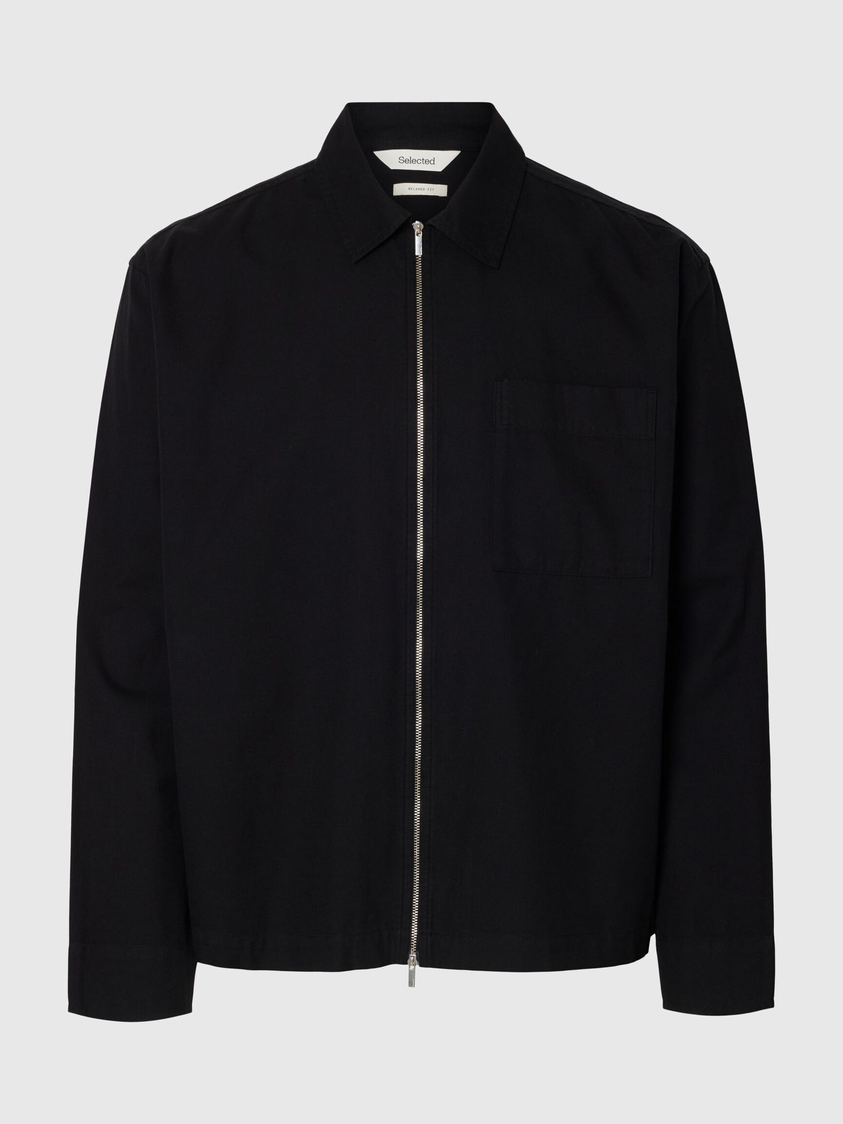 RELAXED FIT OVERSHIRT, Black, highres