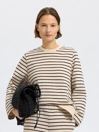 GESTREEPT KATOEN SWEATSHIRT, Black, highres