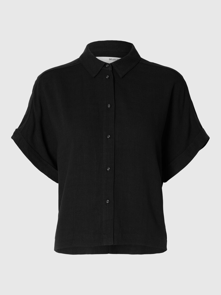 Product tile image - CROPPED SHORT SLEEVED SHIRT, Black | 16093937_Black