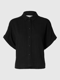 CROPPED SHORT SLEEVED SHIRT, Black, highres