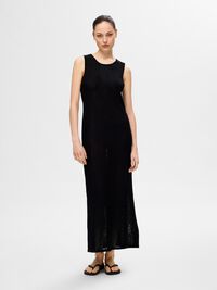 VISCOSE BLEND KNITTED MAXI DRESS, Black, highres