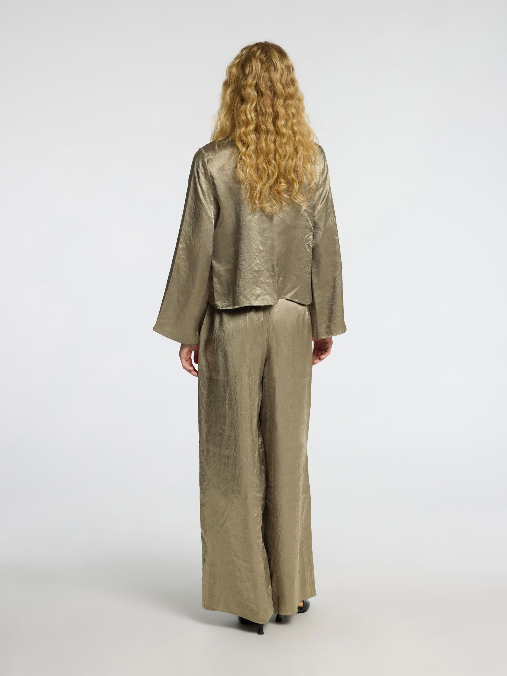 SATYNOWE SPODNIE, Vetiver, highres