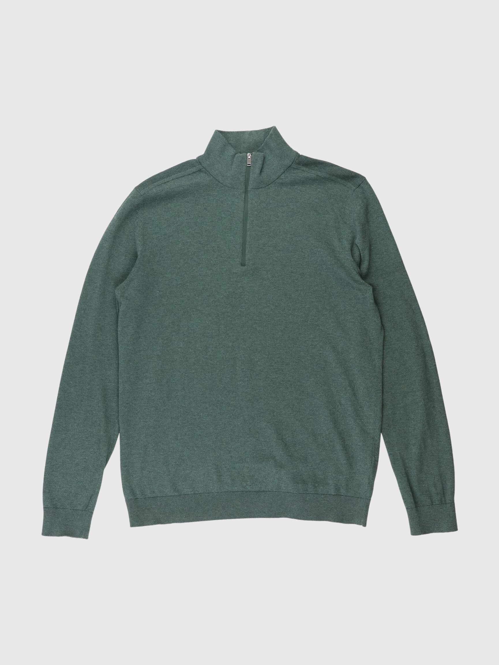 HALF-ZIP KNITTED JUMPER, Darkest Spruce, highres