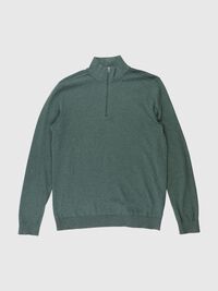 HALF-ZIP KNITTED JUMPER, Darkest Spruce, highres