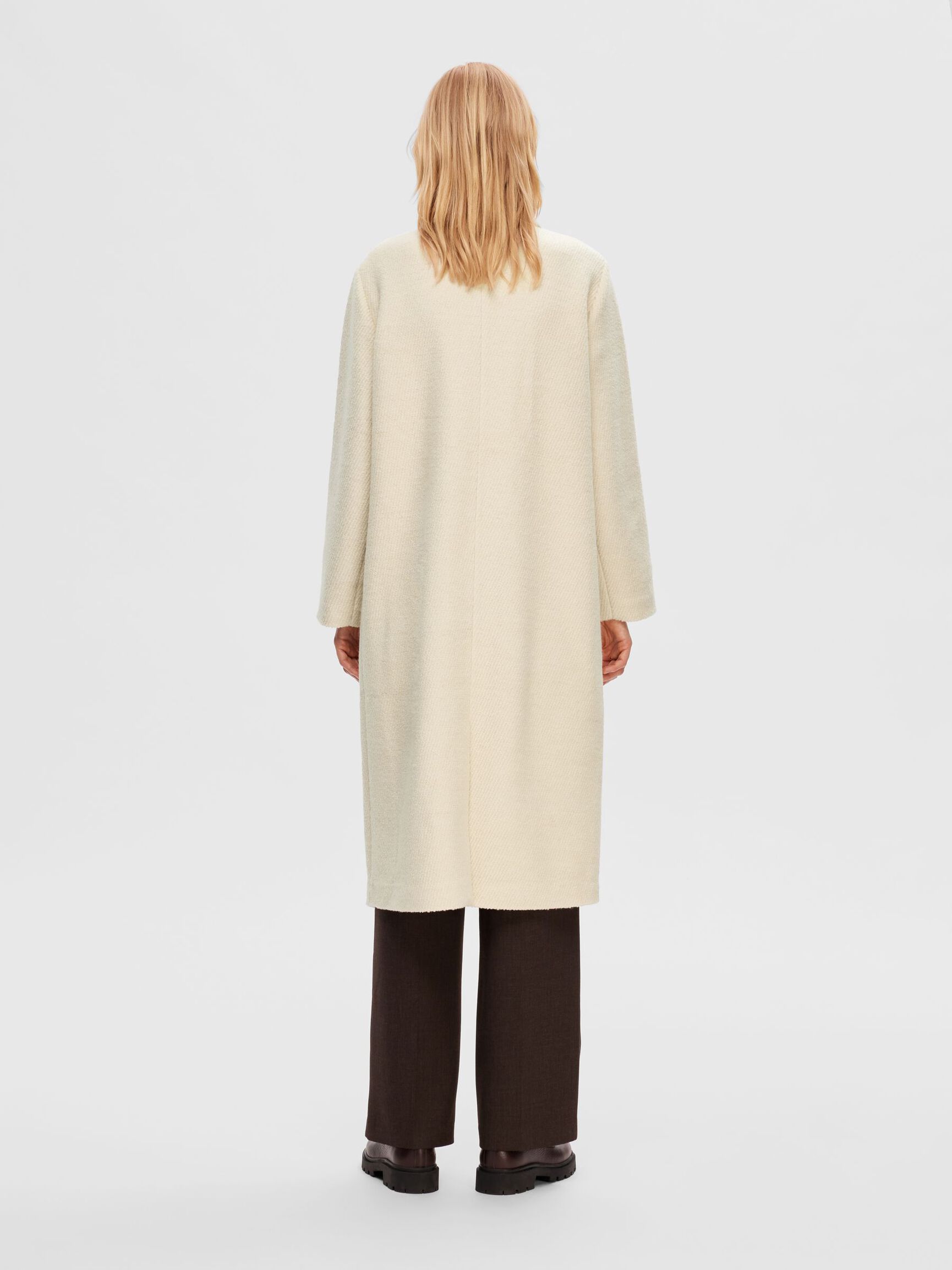 DOUBLE-BREASTED WOOL BLEND COAT, Sandshell, highres