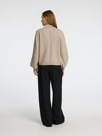 WOLLGEMISCH PULLOVER MIT HOHEM KRAGEN, Oatmeal, highres