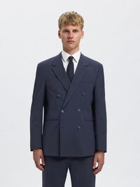 RELAXED FIT DOUBLE-BREASTED BLAZER, Dark Navy, highres