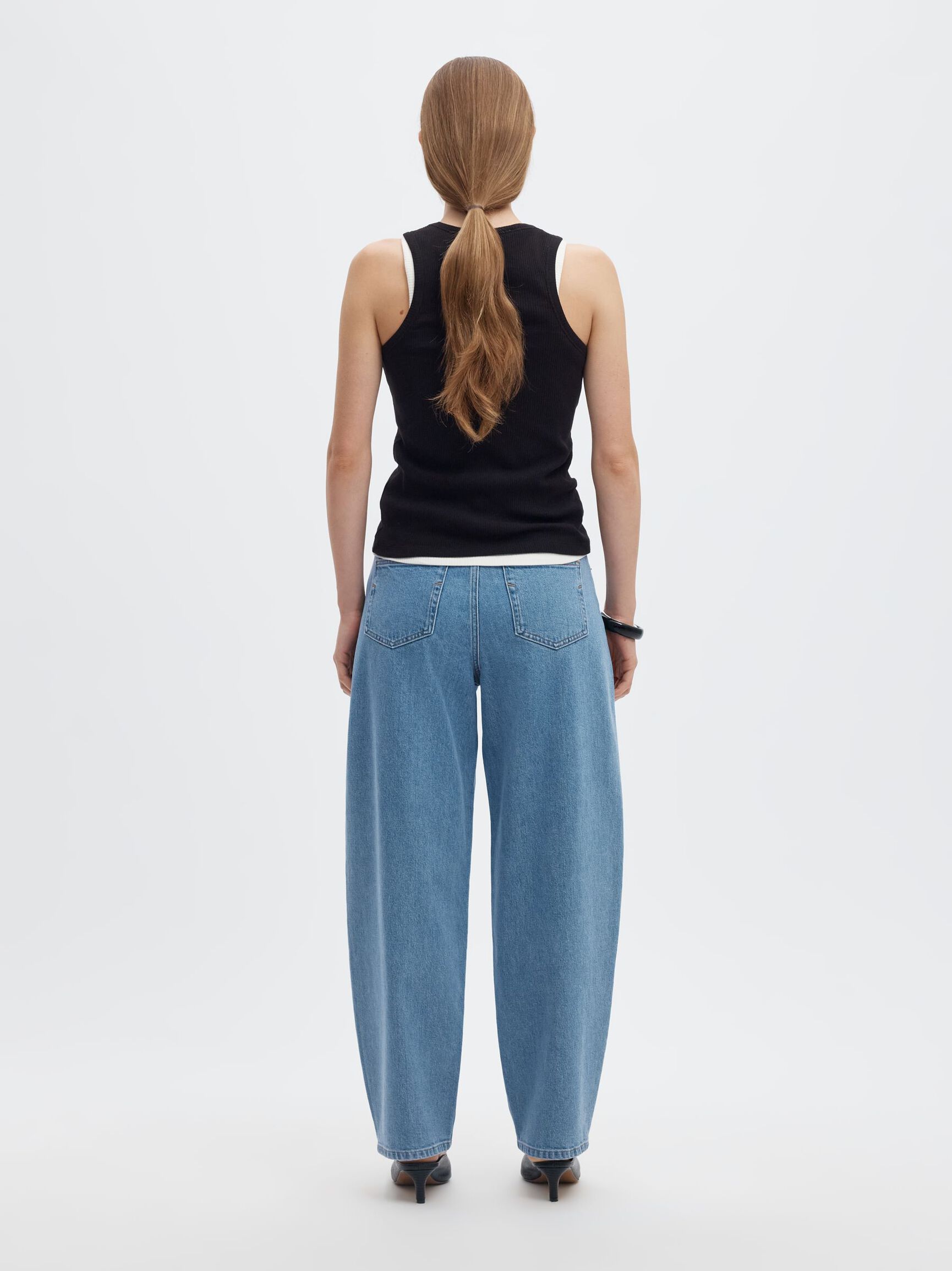 HIGH WAISTED BARREL FIT JEANS, Light Blue Denim, highres
