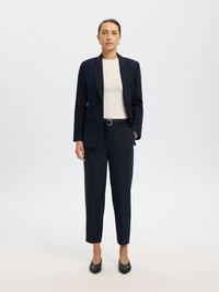 VISCOSE BLEND CROPPED TAPERED TROUSERS, Dark Sapphire, highres