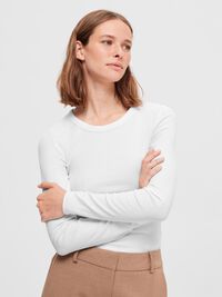 LANGÆRMET T-SHIRT, Bright White, highres