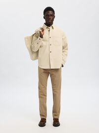 REGULAR FIT TWILL OVERSHIRT, Oatmeal, highres