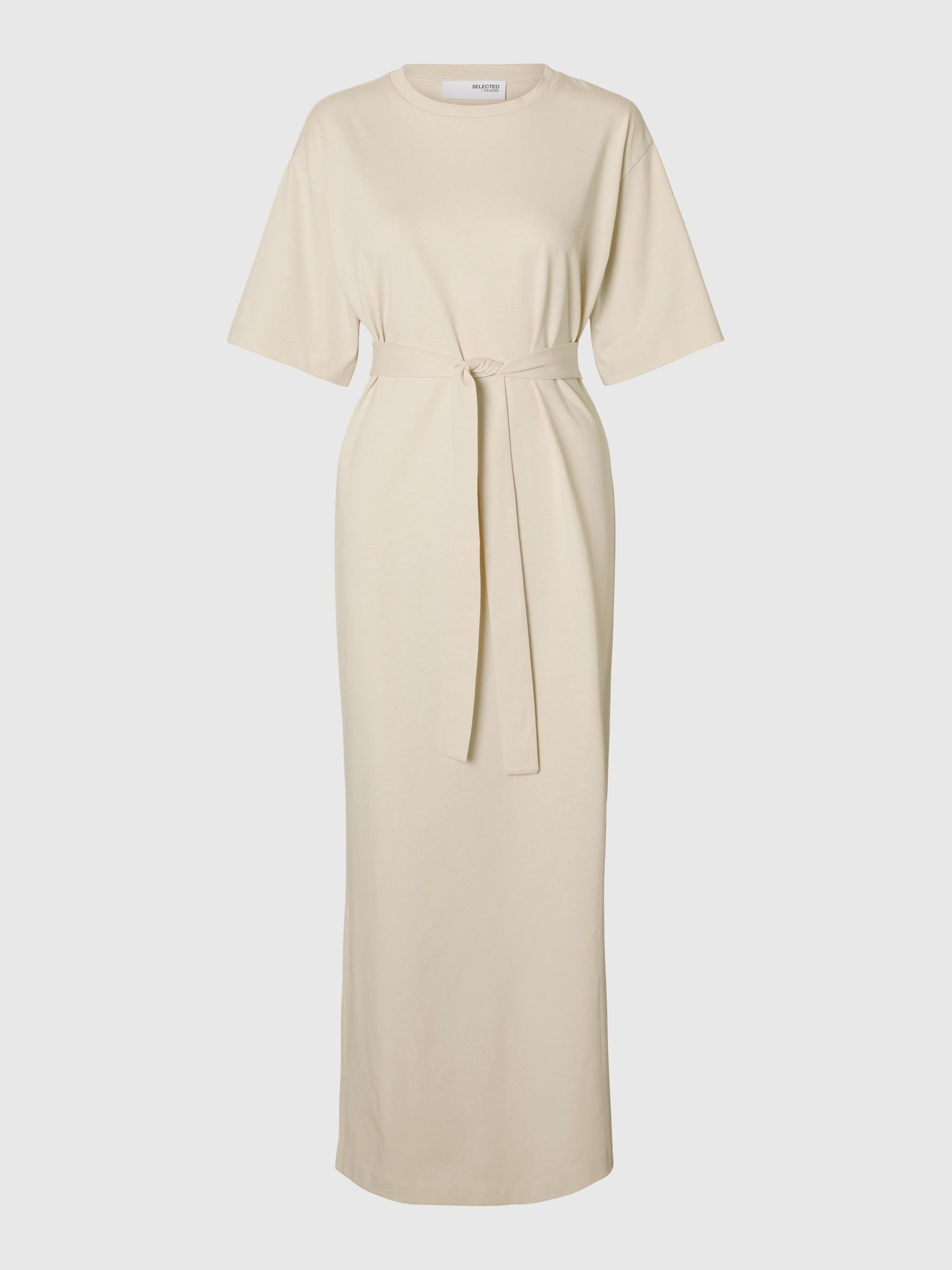 MAXI JURK MET KORTE MOUWEN, Birch, highres