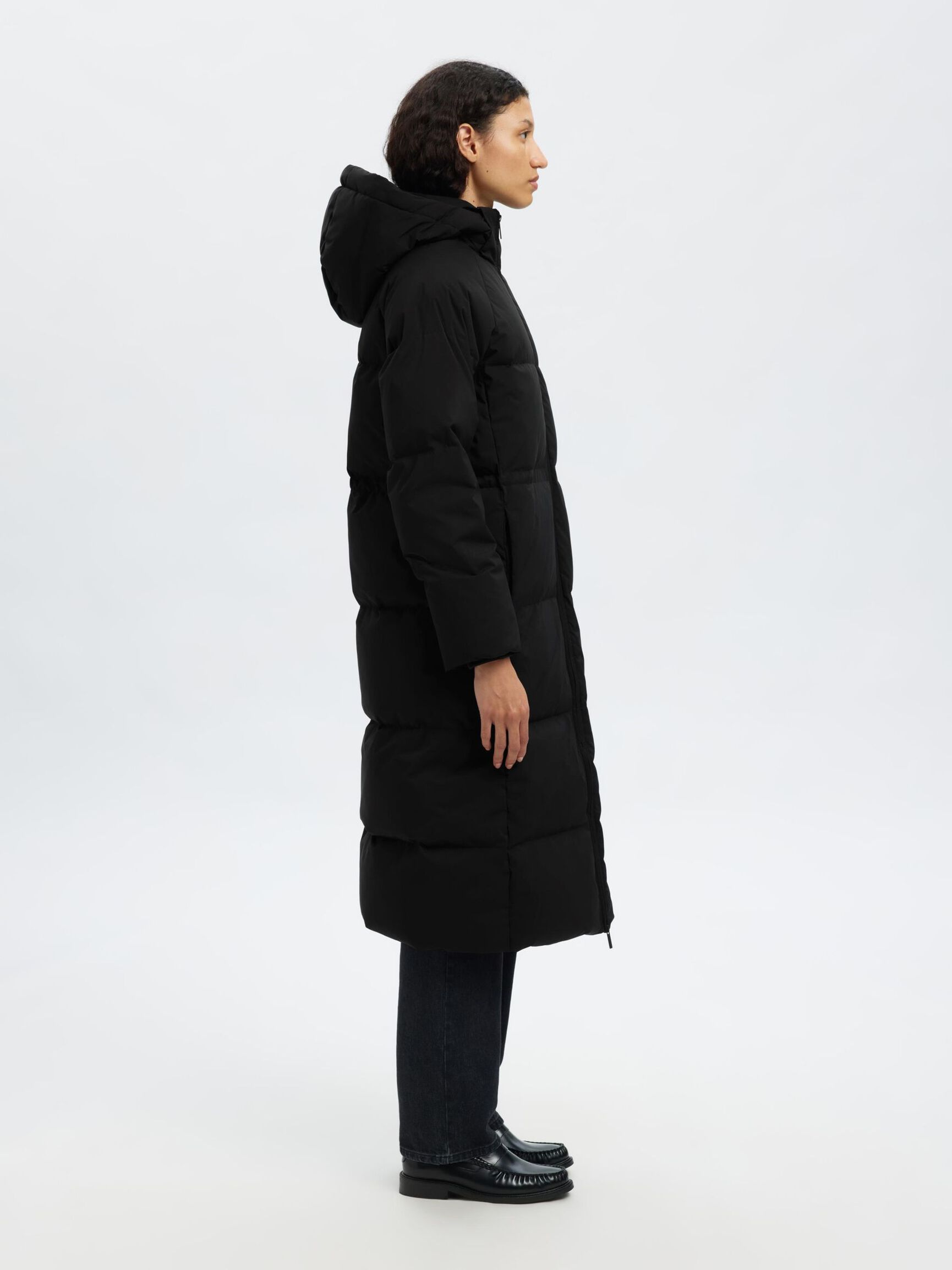 PADDED DOWN COAT, Black, highres