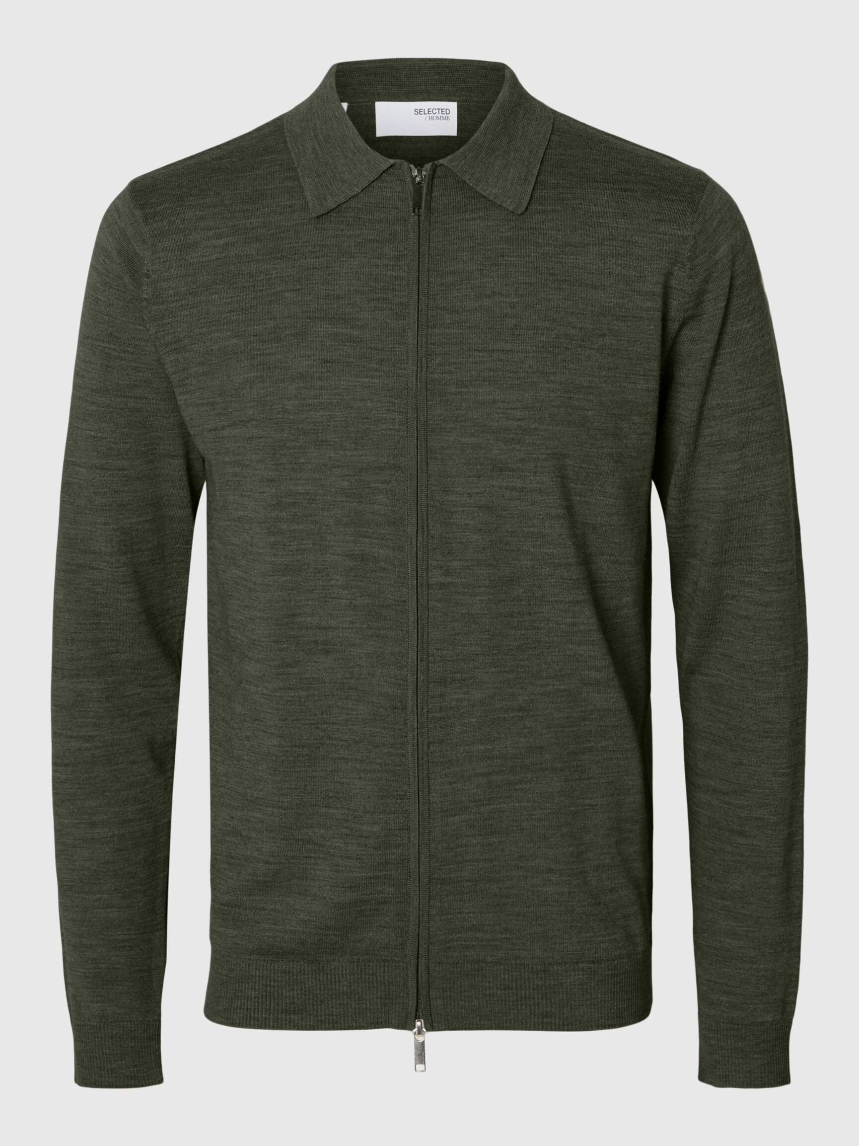 WOOL BLEND ZIP-FRONT CARDIGAN, Deep Depths, highres