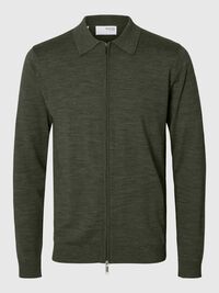 WOOL BLEND ZIP-FRONT CARDIGAN, Deep Depths, highres