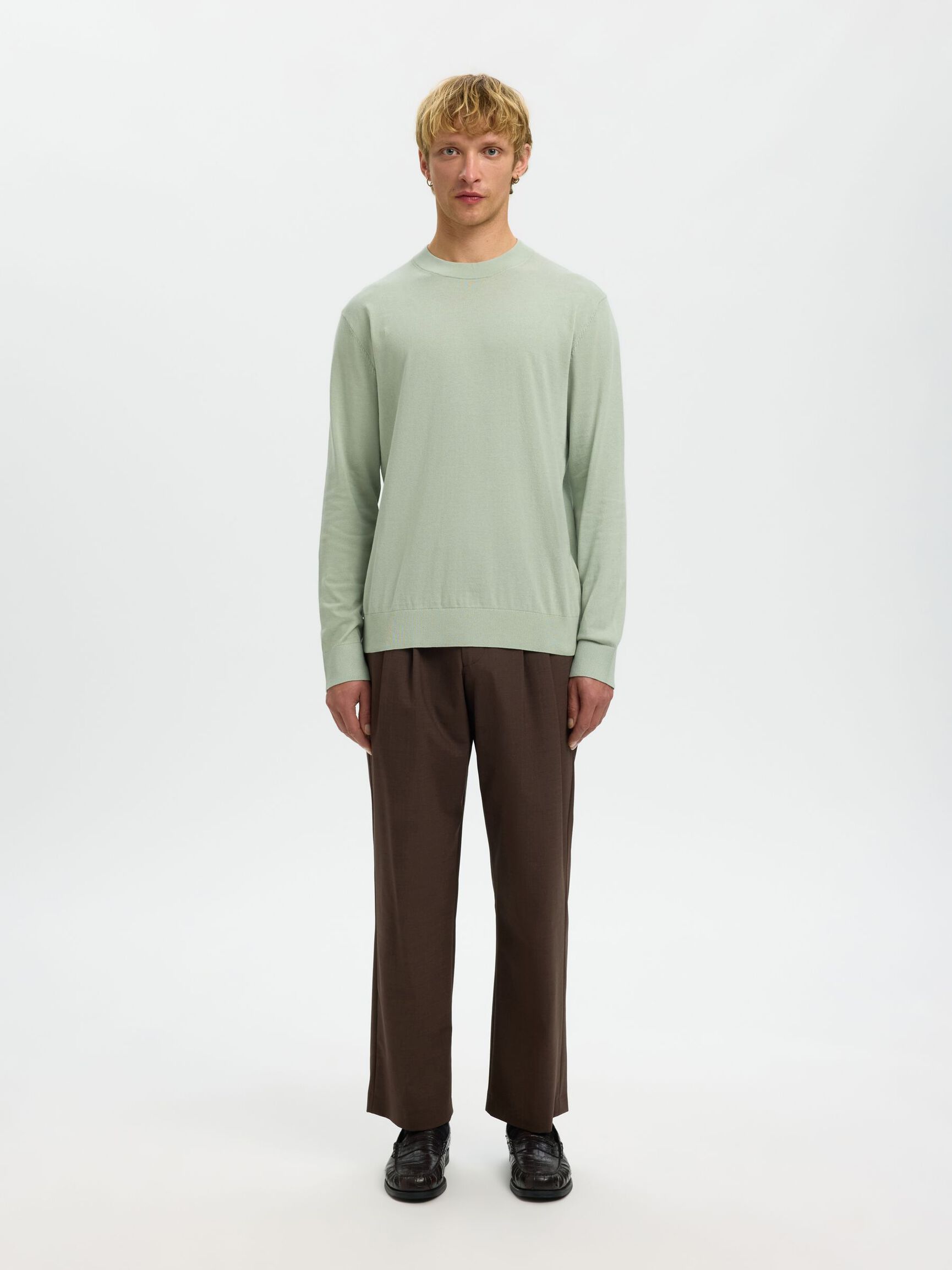BAUMWOLL PULLOVER, Aqua Gray, highres