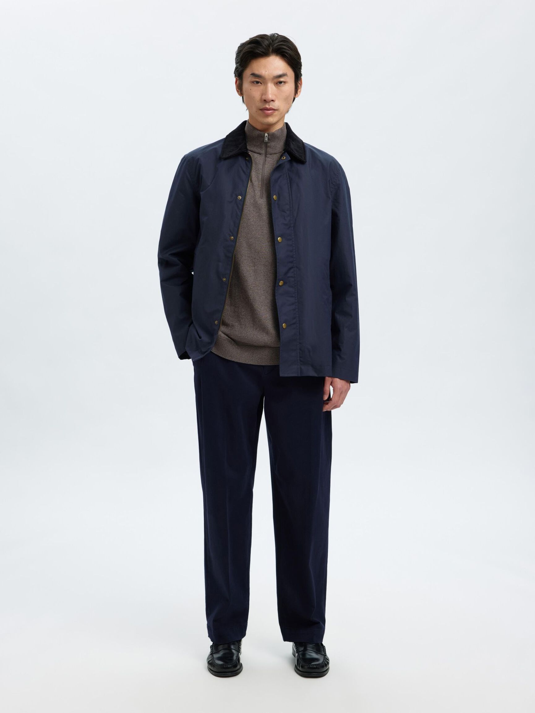 HALF-ZIP KNITTED JUMPER, Morel, highres