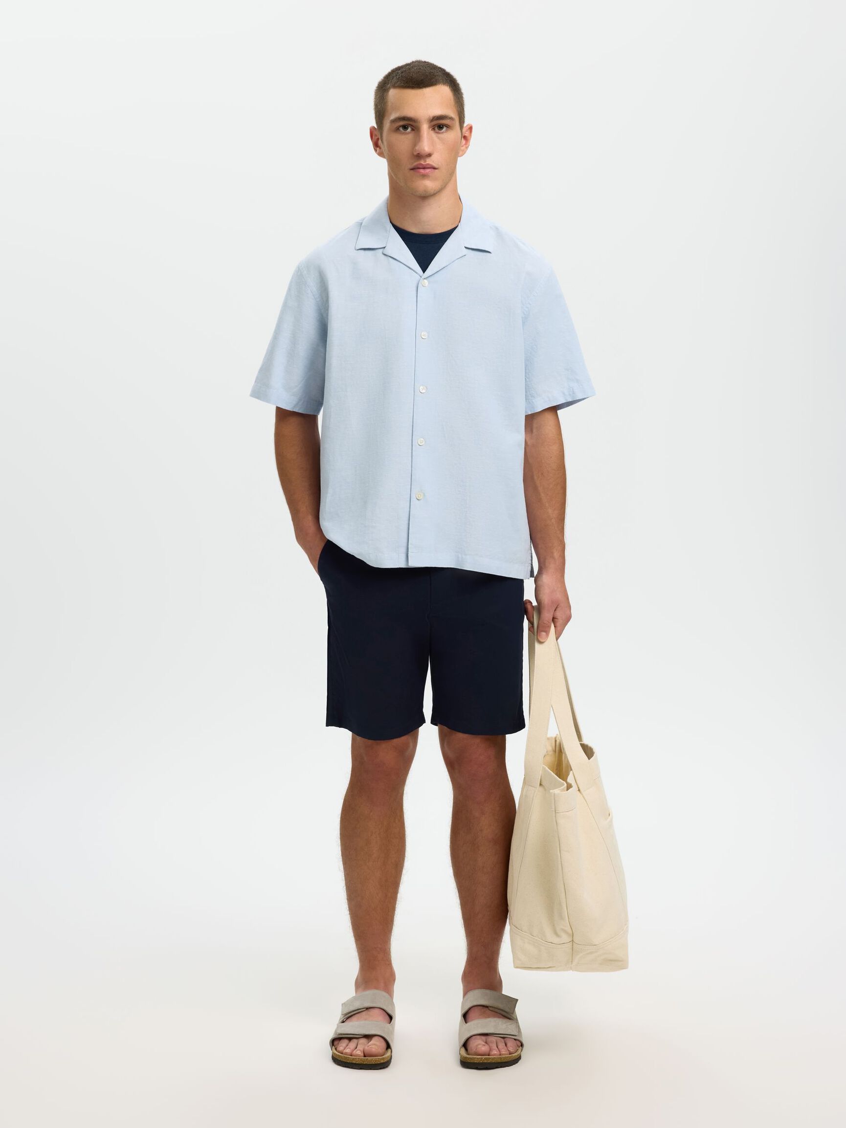 SLIM-FIT CHINO SHORTS, Dark Sapphire, highres