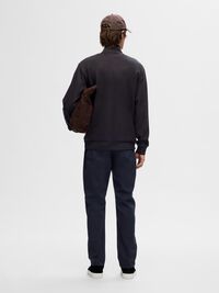 VISCOSE BLEND HALF ZIP SWEATSHIRT, Black, highres