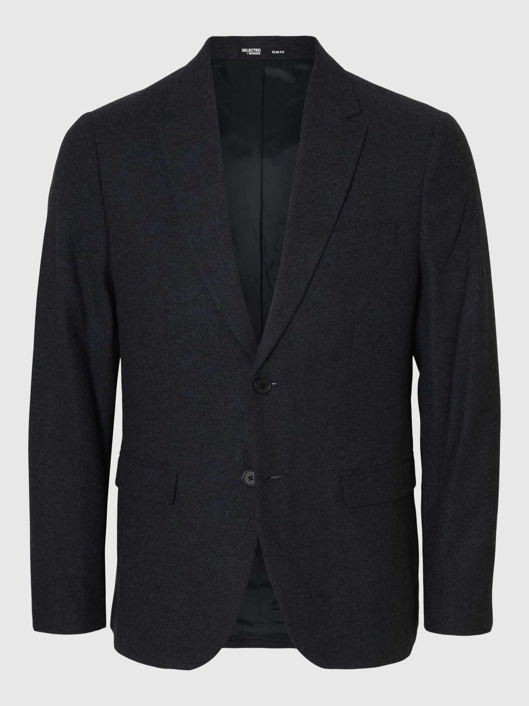 CHECKED WOOL BLEND BLAZER, Dark Sapphire, highres