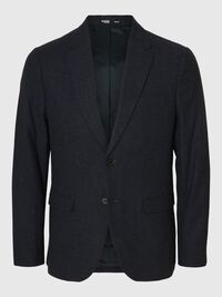 CHECKED WOOL BLEND  BLAZER, Dark Sapphire, highres