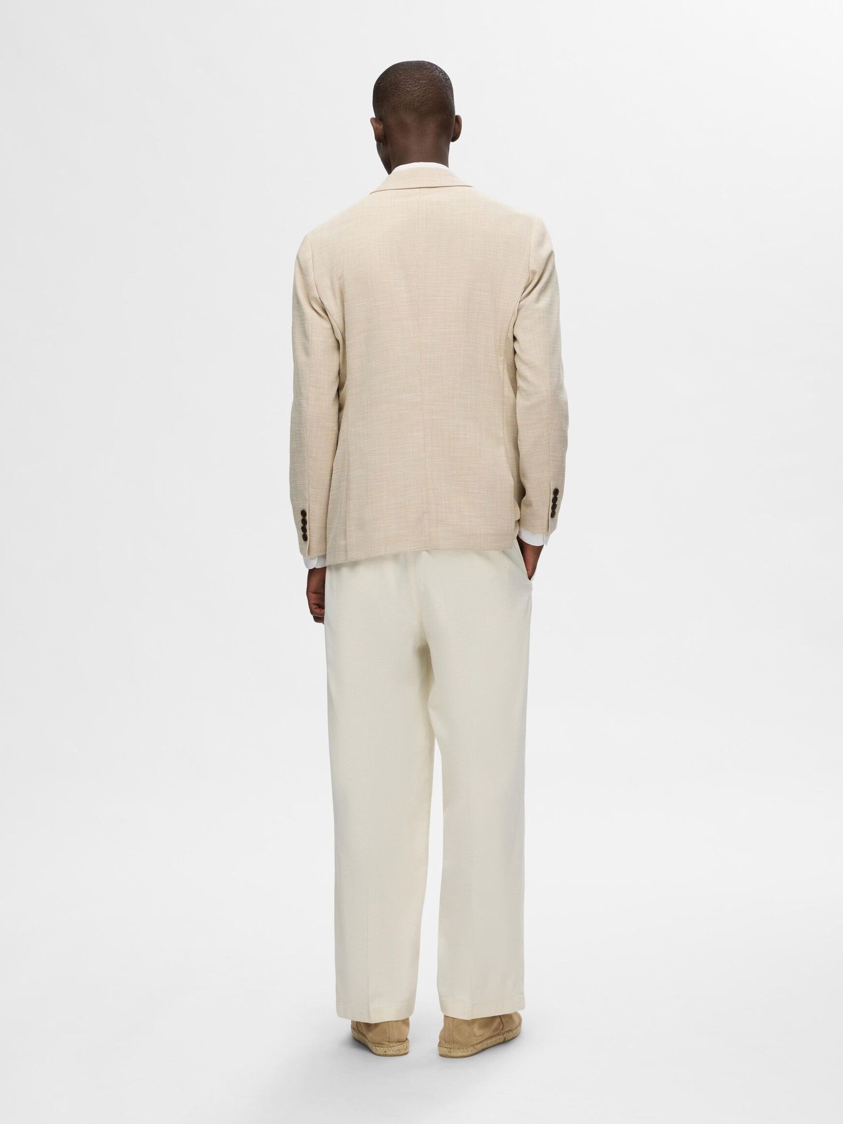 VISCOSE BLEND SLIM FIT BLAZER, Oatmeal, highres