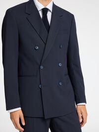 RELAXED FIT DOUBLE-BREASTED BLAZER, Dark Navy, highres